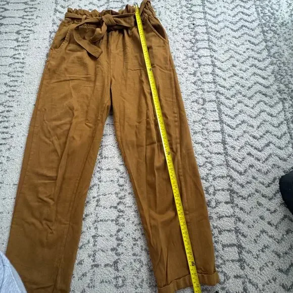 Carly Jean Los Angeles "Reid" Paperbag Pants - Pecan Brown Size Small - Picture 7 of 8